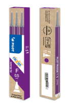 Náplň pro roller gel. Pilot Frixion Point jehličkový hrot(F) 3ks fialová
