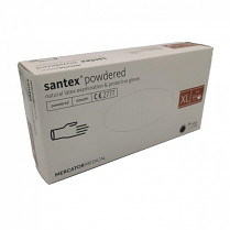 Rukavice jednorázové Santex jemně pudrované latex 100ks "XL" bílé