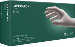Rukavice jednorázové Mercator jemně pudrované latex 100ks medium bílé 