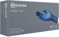 Rukavice jednoráz. Mercator Simple Vinyl nepudr. vinylové 100 ks modré "M" 