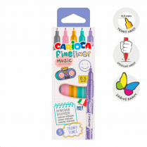 Fineliner Carioca Music, 0,5 mm, sada 5 ks, mix pastelových barev