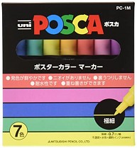 Popisovač POSCA PC-1M pro DIY použití hrot extra tenký 7-sada pastelové barvy 