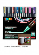 Popisovač POSCA PC-5M pro DIY použití hrot střední kulatý 8-sada metalické barvy  + plechovka kávy Lizard Coffee Brasil k pomalování