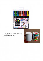 Popisovač POSCA PC-3M hrot tenký 8-sada barvy se třpytkami + plechovka kávy Lizard Coffee Brasil k pomalování