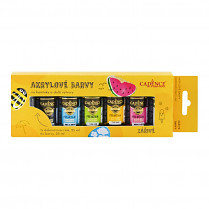 Akrylové barvy  Cadence, sada 6 ks a akrylový lak, 25 ml  zářivé barvy