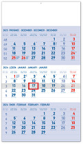 Kalendář nástěnný Standard modrý 3 měsíční 2024