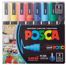 Popisovač POSCA PC-5M hrot střední kulatý 8-sada základní barvy  