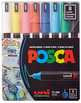 Popisovač POSCA PC-1MR pro DIY použití hrot ultra tenký 8-sada základní barvy  