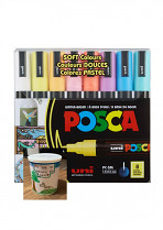 Popisovač POSCA PC-5M hrot střední kulatý 8-sada pastelové barvy  + plechovka kávy Lizard Coffee Brasil k pomalování