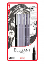 Liner UNI PIN  ELEGANT TONES 5-sada (černá štětec/sv. šedá 0,1 a 0,5/tm. šedá 0,1 a 0,5) 
