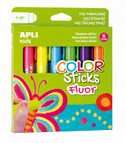 Temperové barvy APLI suché v násadce 6-sada  fluorescenční barvy