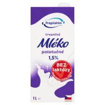 Mléko bezlaktózové Pragolaktos 1,5% polotučné 1l