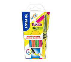Zvýrazňovač Pilot Frixion Light  klínový hrot 1 - 4mm sada 6 kusů 