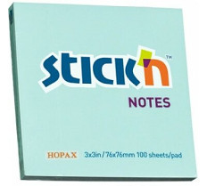 Samolepicí bločky Stick'n 76 x 76mm pastelově modrý