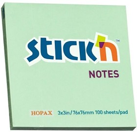 Samolepicí bločky Stick'n 76 x 76mm pastelově zelený