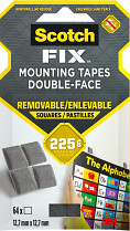 Lepicí čtverce montážní "Removable" 3M Scotch Fix oboustranné nepermanent 64ks 12,7 x 12,7 mm