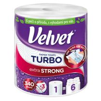Utěrky kuchyňské VELVET Turbo Super Strong 1-role 3-vrstvé bílé 