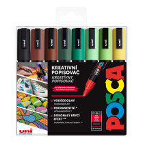Popisovač POSCA PC-5M hrot střední kulatý 8-sada EARTH mix zemitých tónů  