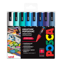 Popisovač POSCA PC-5M hrot střední kulatý 8-sada OCEAN mix mořských tónů  
