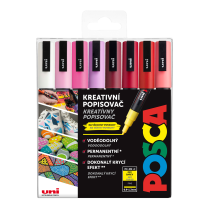 Popisovač POSCA PC-3M hrot tenký LOVE 8-sada mix teplých tónů 