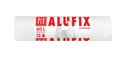Odpadkové pytle ALUFIX 60l, 12ks 13µm 71+16x64cm bílé s uchy