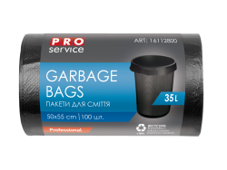 Odpadkové pytle PRO service 35l, 50x55cm, 7µm 100ks na roli HDPE, černé