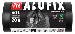 Odpadkové pytle Alufix Professional 60l, 60x80cm, 21µm 20ks na roli HDPE, černé