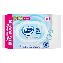 Ubrousky vlhčené toaletní ZEWA "Sensitive", 80 ks