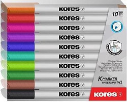 Popisovač KORES K-Marker Whiteboard W1 tenký 1mm kulatý hrot 10ti sada