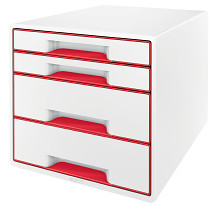 Zásuvkový box Leitz WOW CUBE 4 zásuvky červený