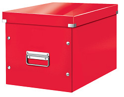 Čtvercová archivační krabice Leitz Click & Store WOW červená