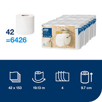 Toaletní papír TORK Premium 110405 konvenční role 42 rolí extra jemný bílý T4