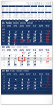 Kalendář nástěnný Standard modrý 3 měsíční 2025