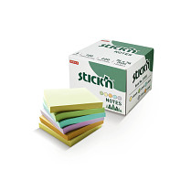 Bloček samolepicí Stick'n FSC™ 76x76mm, 6 x 100 listků v papír. krabičce mix pastel. barev