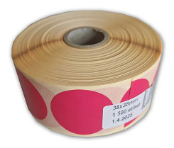 Etikety kolečka 38 mm samolepicí v roli 1500 ks růžová