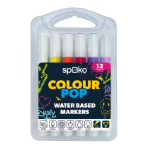 Popisovač SPOKO COLOUR POP permanentní 12-sada 2-5mm v boxu