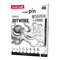 Kreativní liner UNI PIN sada Dotwork - dárkový box, 8 linerů + SHALAKU mikrotužka