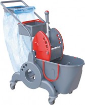 Úklidový vozík MERIDA dvoukomorový 15 l + 10 l, 7l vědro, s úchytem na pytel