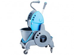 Úklidový vozík MERIDA modrý s ergonomickou rukojetí jednokbelíkový 15 l + box 8 l, ždímač