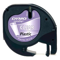 Dymo páska LetraTag 12267 černý tisk/průhledný podklad, 12mmx4m plastová 