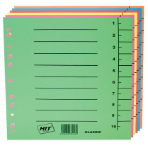Rozlišovač kartonový odstřihávací A4 1-10 rejstřík mix 5 barev 100kusů