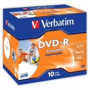 DVD-R Verbatim Printable 16x 4,7GB 10 ks Jewel Printable