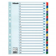 Zesílené kartonové rejstříky Esselte Mylar, A4 Mix barev 1-20