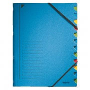 Třídicí desky s gumičkou Leitz A4, 12 dílů Modrá