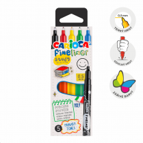 Fineliner Carioca Study, 0,5 mm, sada 5 ks, mix základních barev