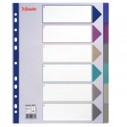 Celoplastové barevné průhledné rozlišovače Esselte A4 Maxi Mix barev