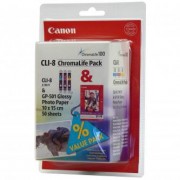 Canon originální ink CLI8CMY, cyan/magenta/yellow, 0621B029, 0621B026, Canon iP4200, iP5200, iP5200R, MP500, MP800