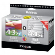 Lexmark originální ink 80D2966, black/color, #43XL+#44XL, Lexmark X4850, X4875, X4875, X4950, X4950, X4975VE, X7550